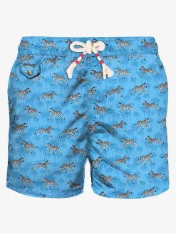 Herren-Badeshorts aus leichtem Stoff mit Zebramuster