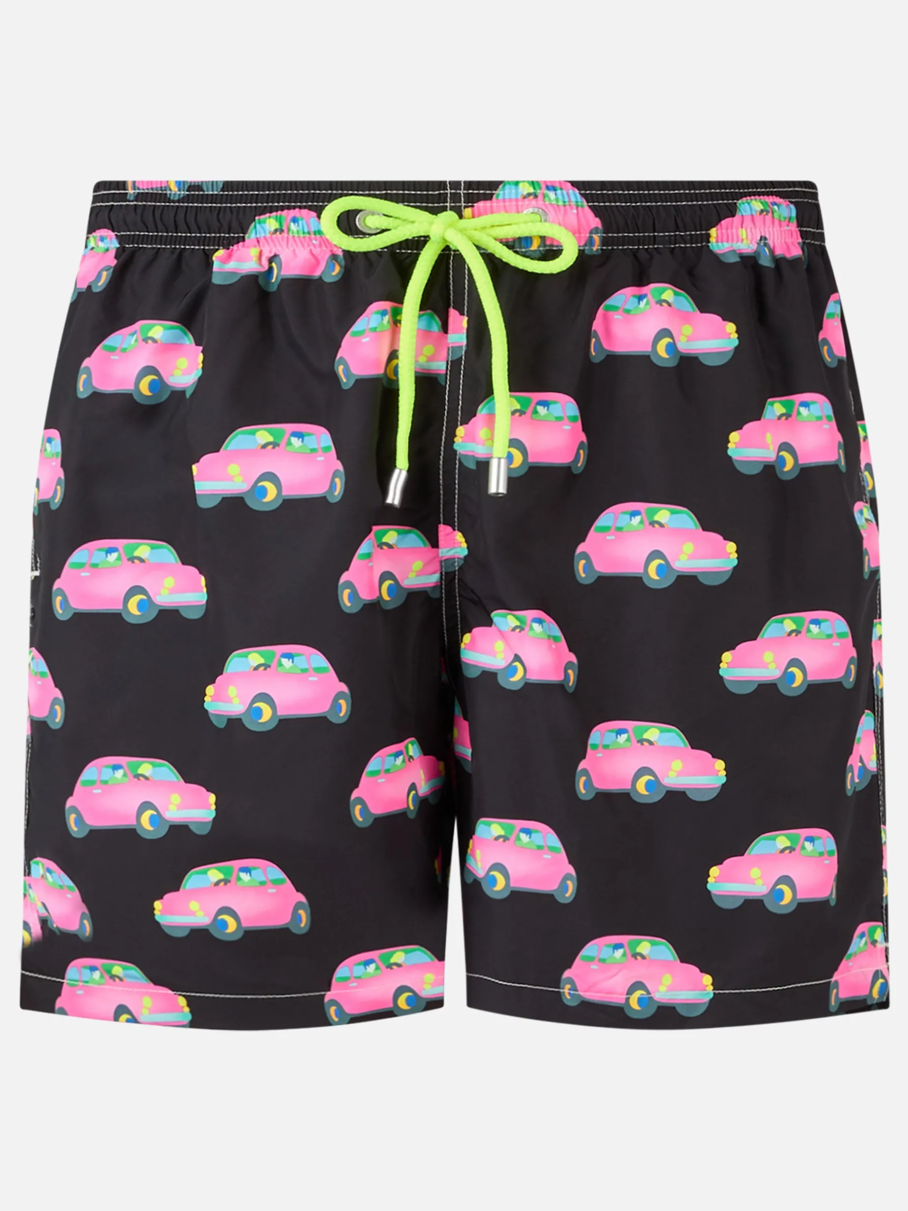 Herren-Badeshorts aus leichtem Stoff mit Autos-Aufdruck | MARCO LODOLA SONDERAUSGABE