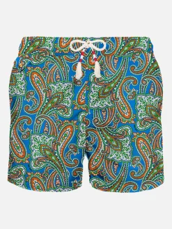 Herren-Badeshorts aus leichtem Stoff mit Paisley-Print
