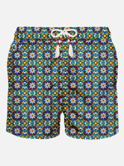 Herren-Badeshorts aus leichtem Stoff mit Muster