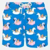 Herren-Badeshorts aus leichtem Stoff mit Sommermädchen-Print