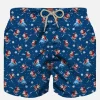 Herren-Badeshorts aus leichtem Stoff mit Happy Santa Claus-Aufdruck