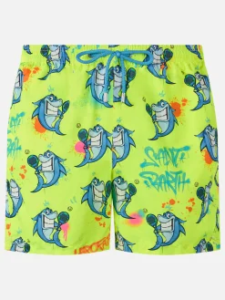 Herren-Badeshorts aus leichtem Stoff Lighting mit Cryptopuppets-Aufdruck | CRYPTOPUPPET-SONDERAUSGABE