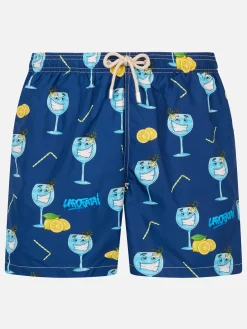 Herren-Badeshorts aus leichtem Stoff Lighting mit Cryptopuppets-Aufdruck | CRYPTOPUPPET-SONDERAUSGABE