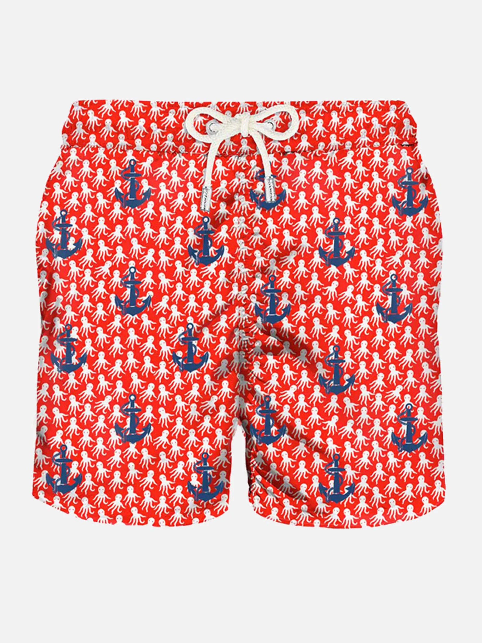 Herren-Badeshorts aus leichtem Stoff mit aufgestickten Ankern