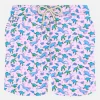 Herren-Badeshorts aus leichtem Stoff mit Schildkröten- und Taucher-Aufdruck