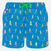 Herren-Badeshorts aus leichtem Stoff mit Windsurf-Print