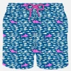 Herren-Badeshorts aus leichtem Stoff mit Fisch- und Hai-Aufdruck