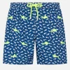 Herren-Badeshorts aus leichtem Stoff mit aufgestickten Haien