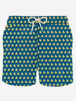 Herren-Badeshorts aus leichtem Stoff mit Entenmuster