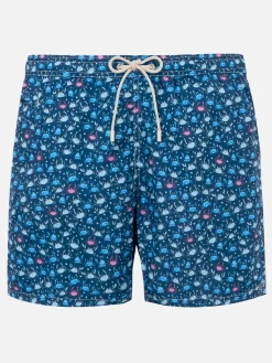 Herren-Badeshorts aus leichtem Stoff mit Krabbenprint