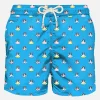 Herren-Badeshorts aus leichtem Stoff mit Hundeaufdruck