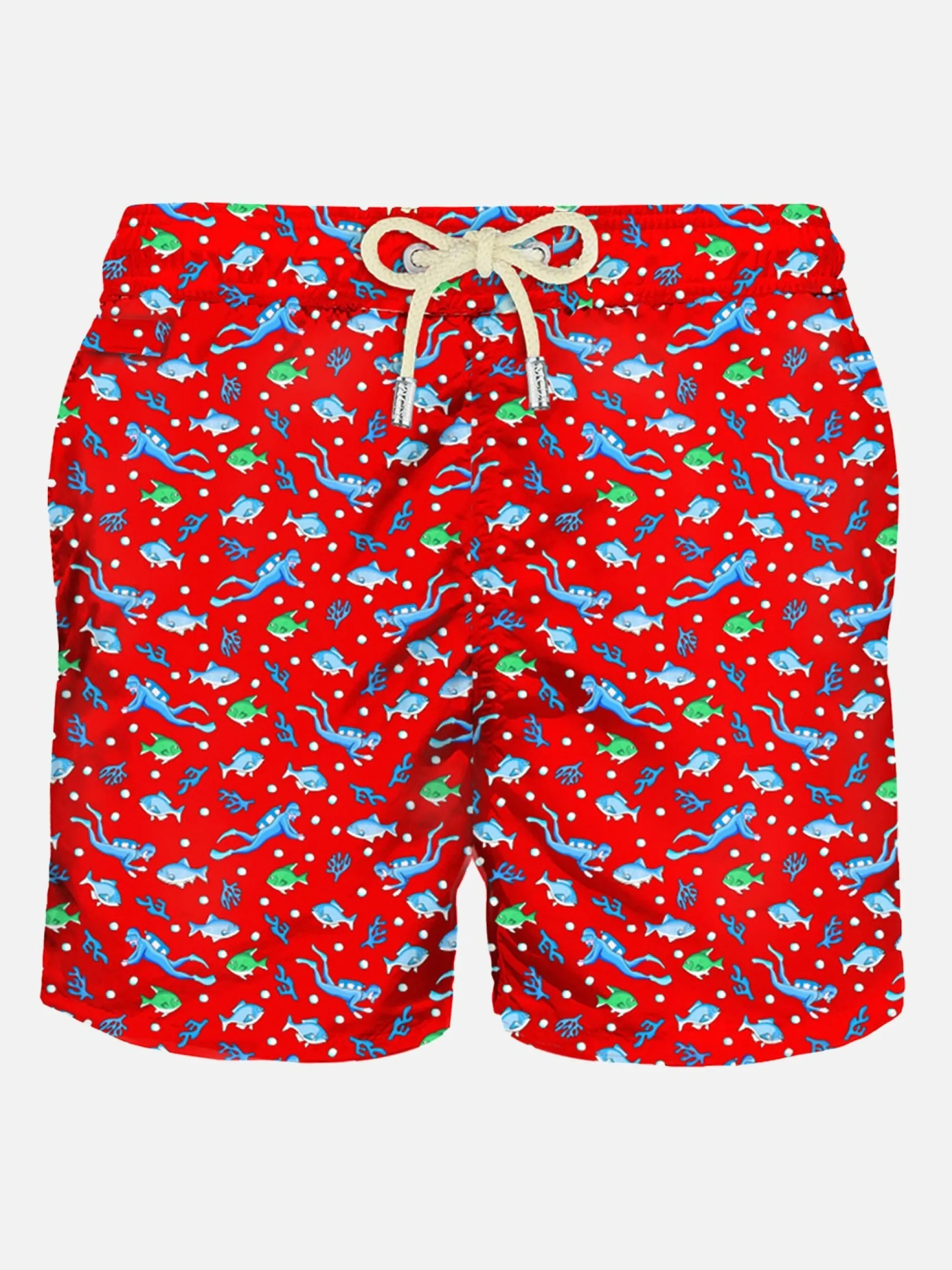 Herren-Badeshorts aus leichtem Stoff mit Taucheraufdruck