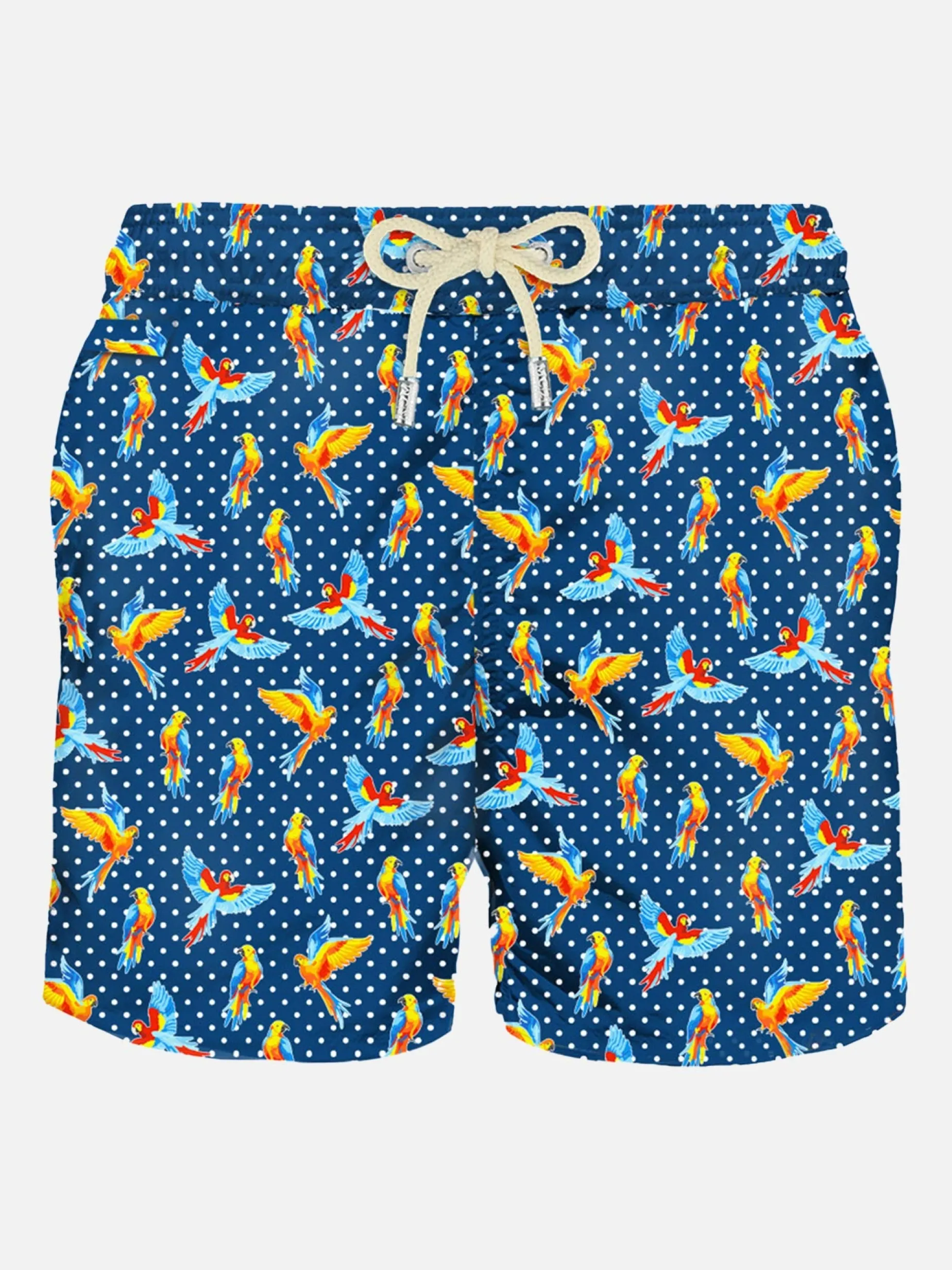Herren-Badeshorts aus leichtem Stoff mit tropischem Birdies-Print