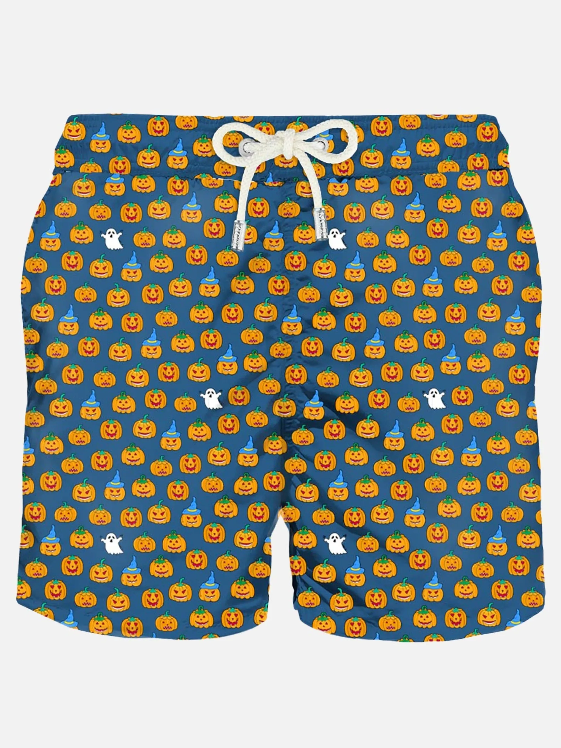 Herren-Badeshorts aus leichtem Stoff mit Halloween-Aufdruck