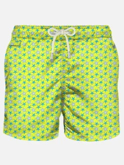Herren-Badeshorts aus leichtem Stoff mit Seestern-Print