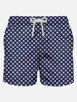 Herren-Badeshorts aus leichtem Stoff mit Schweinemuster