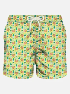 Herren-Badeshorts aus leichtem Stoff mit Cocktail-Print
