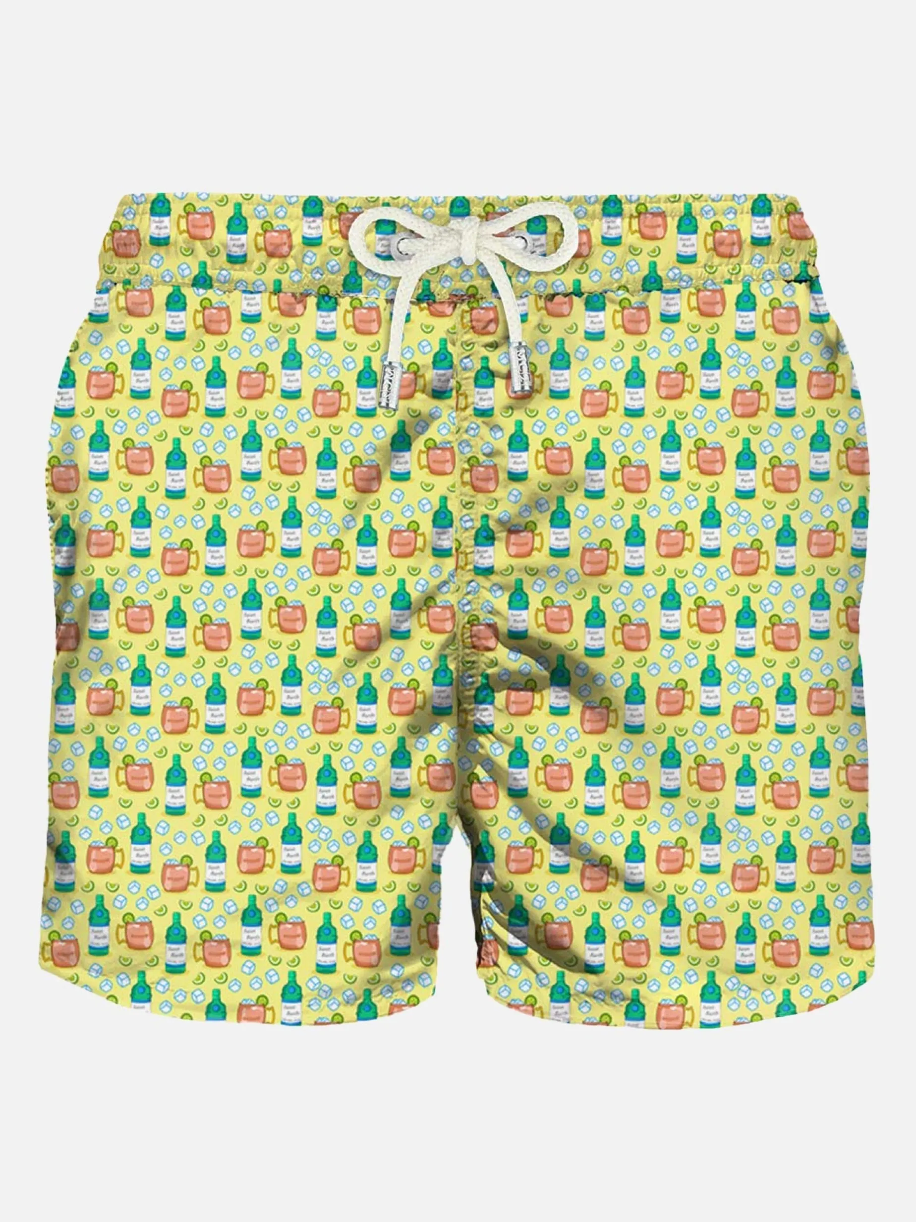 Herren-Badeshorts aus leichtem Stoff mit Cocktail-Print