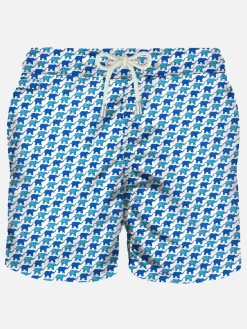 Herren-Badeshorts aus leichtem Stoff mit Elefantenmuster