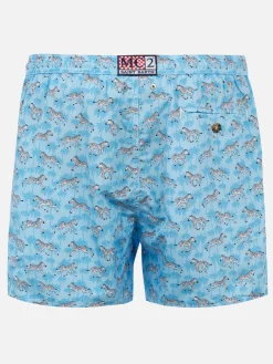 Herren-Badeshorts aus leichtem Stoff mit Zebramuster