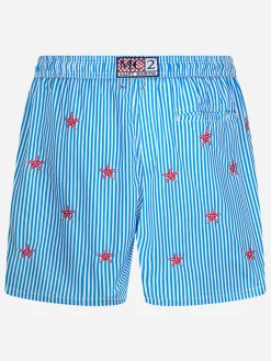 Herren-Badeshorts aus leichtem Stoff Lighting mit aufgestickten Seesternen
