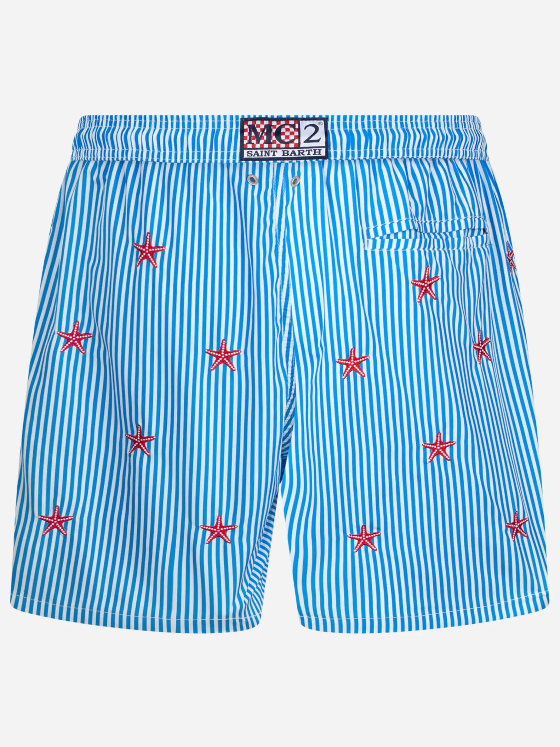 Herren-Badeshorts aus leichtem Stoff Lighting mit aufgestickten Seesternen