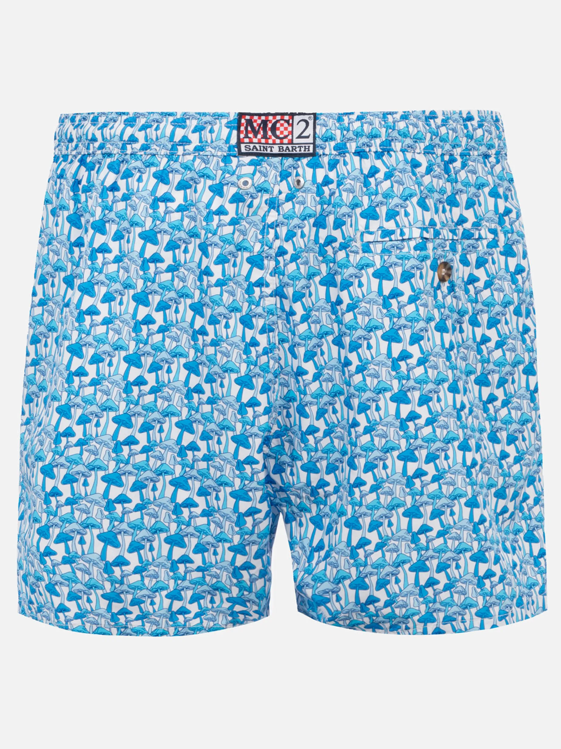 Herren-Badeshorts aus leichtem Stoff mit Pilz-Print