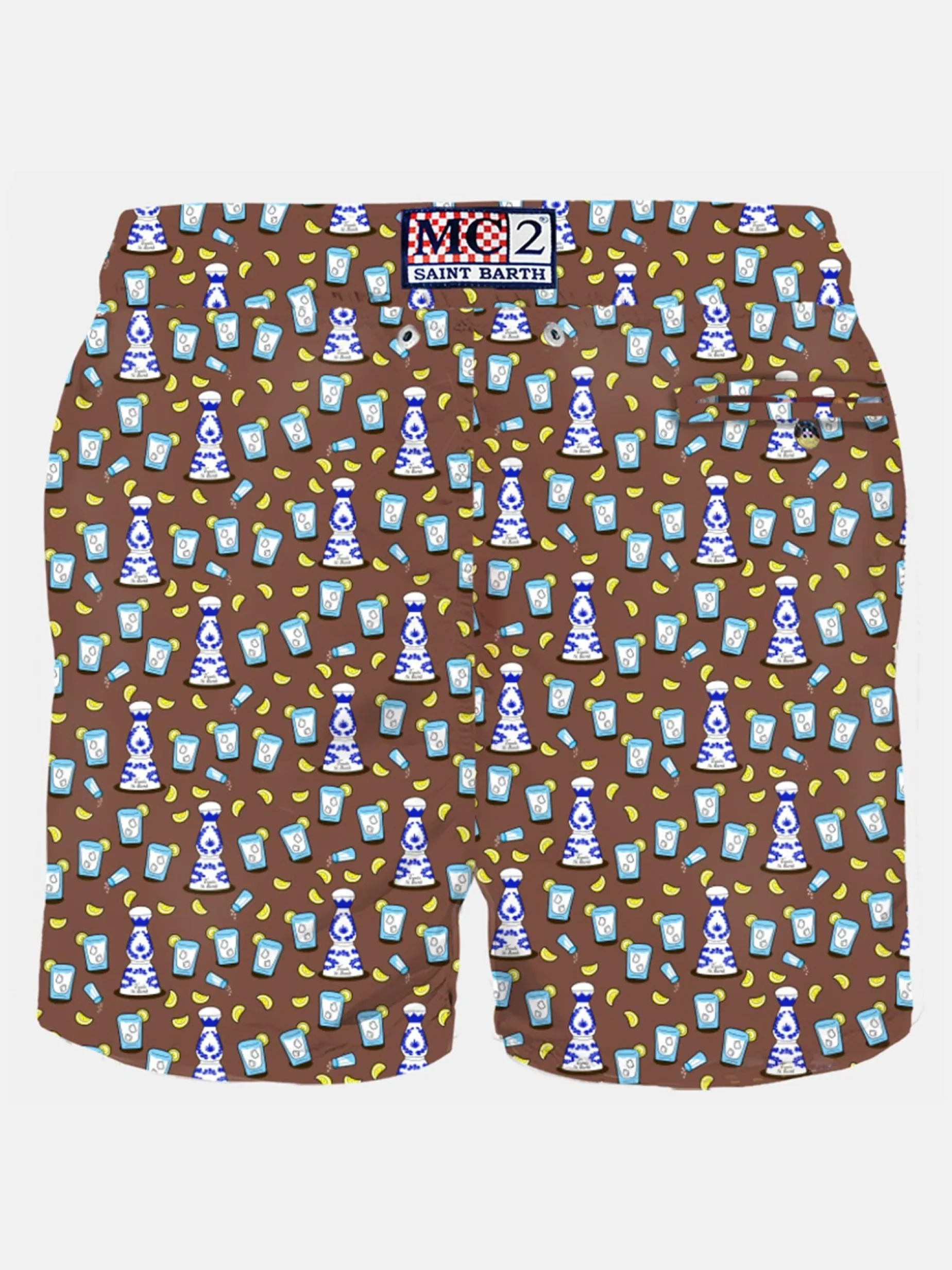 Herren-Badeshorts aus leichtem Stoff mit Tequila-Aufdruck