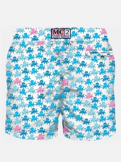 Herren-Badeshorts aus leichtem Stoff mit Oktopus-Print