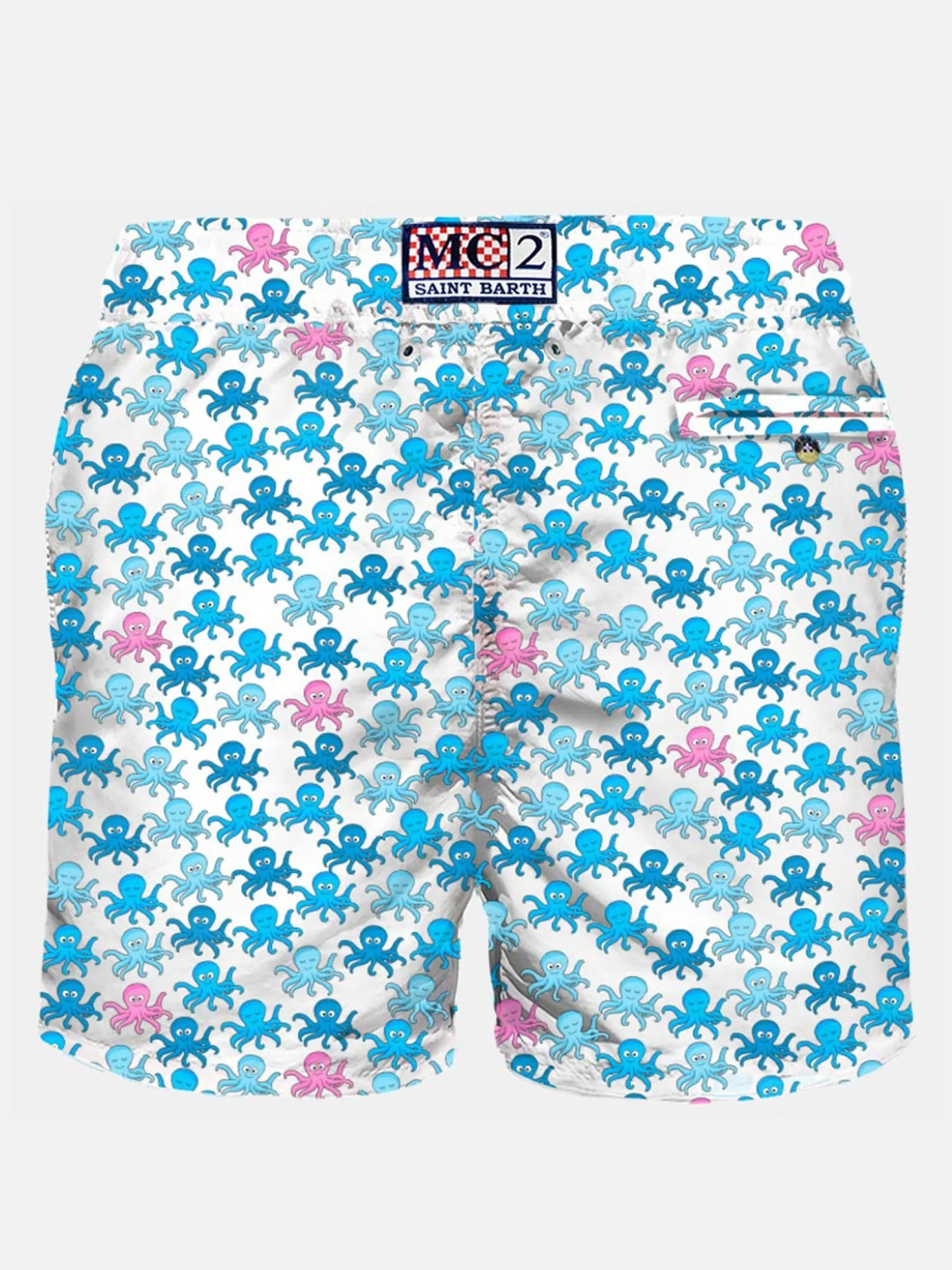 Herren-Badeshorts aus leichtem Stoff mit Oktopus-Print