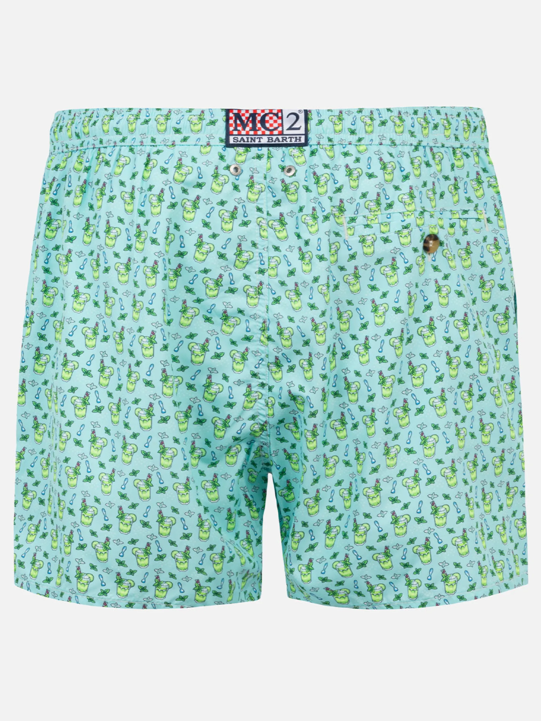Herren-Badeshorts aus leichtem Stoff mit Mojito-Print
