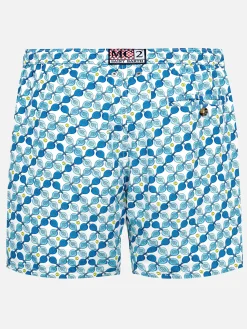 Herren-Badeshorts aus leichtem Stoff mit Padelschläger-Aufdruck