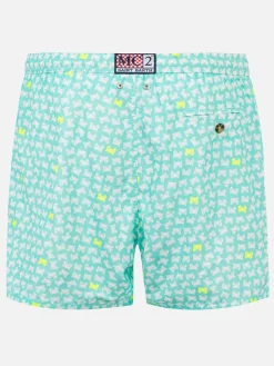 Herren-Badeshorts aus leichtem Stoff mit Krabben-Print