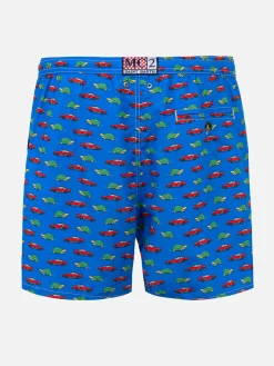 Herren-Badeshorts aus leichtem Stoff mit Schildkröten- und Autoaufdruck