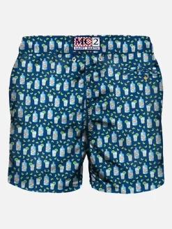 Herren-Badeshorts aus leichtem Stoff mit Gin-Print