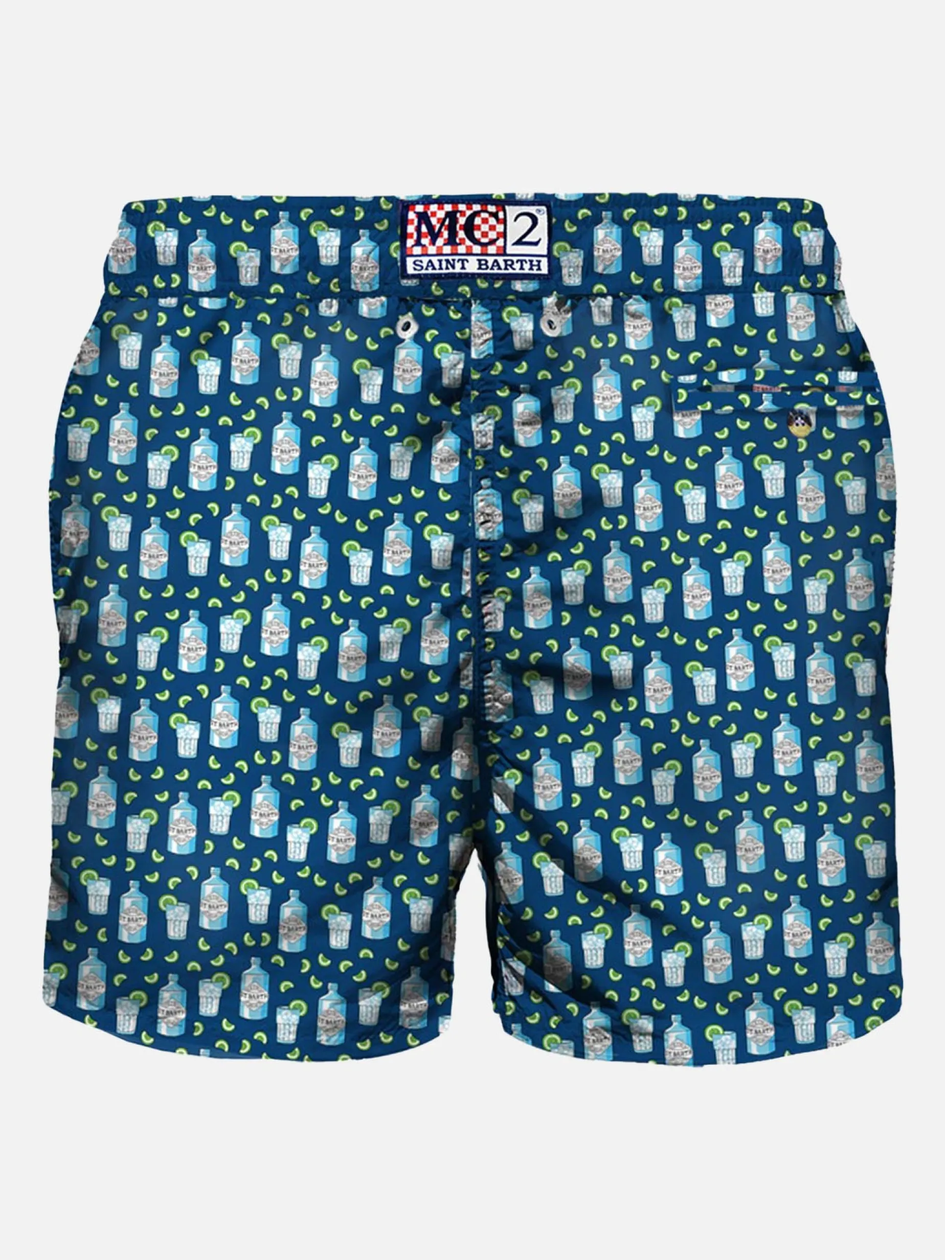 Herren-Badeshorts aus leichtem Stoff mit Gin-Print