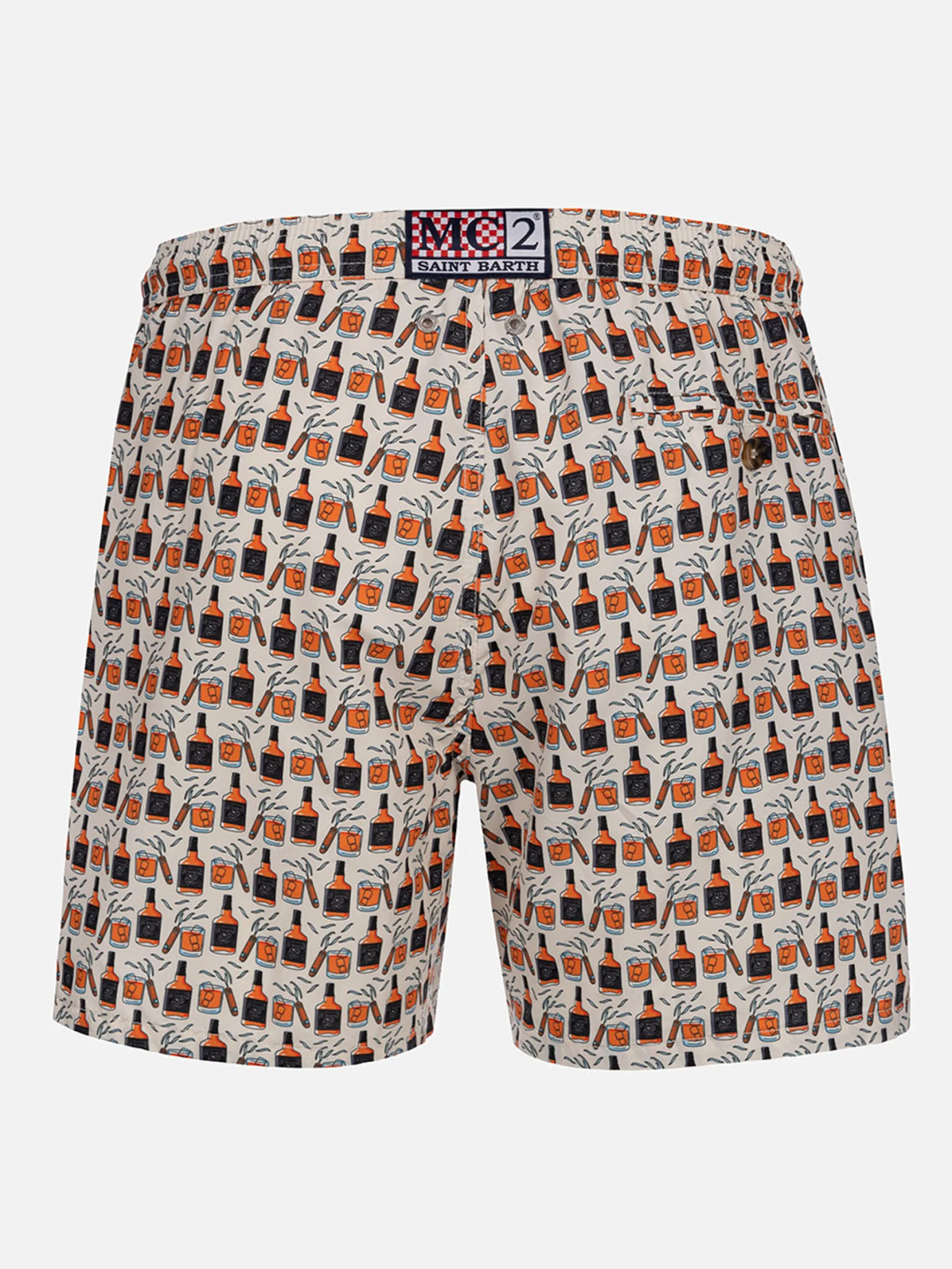 Herren-Badeshorts aus leichtem Stoff Lighting Micro Fantasy mit Whiskey- und Zigarren-Aufdruck