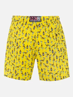 Herren-Badeshorts aus leichtem Stoff Lighting Micro Fantasy mit Gin- und Affen-Print