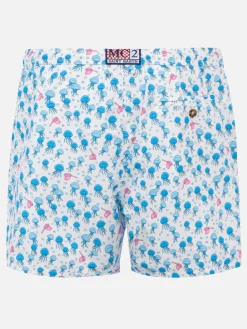 Herren-Badeshorts aus leichtem Stoff mit Quallen-Print
