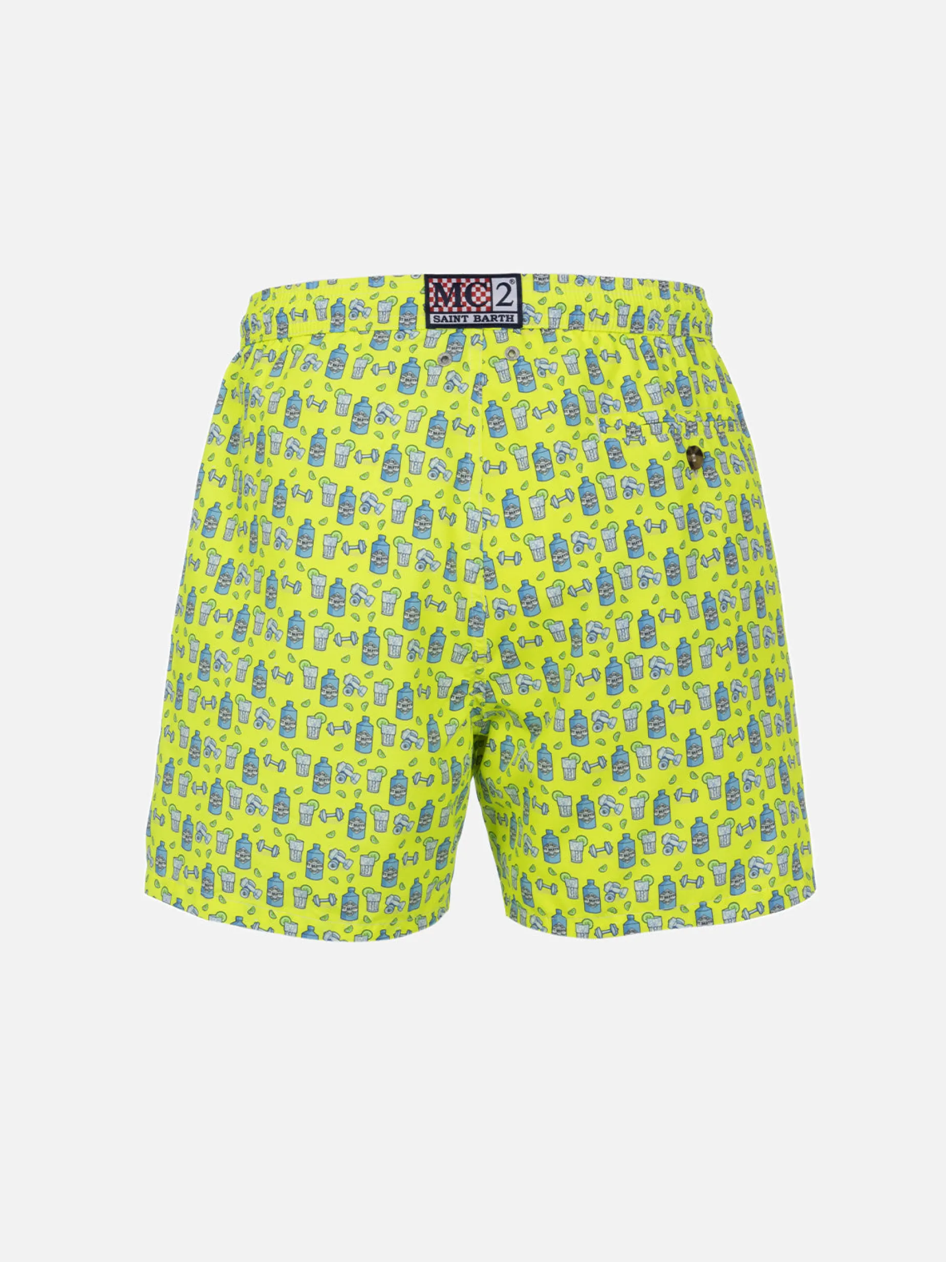 Herren-Badeshorts aus leichtem Stoff Lighting Micro Fantasy mit Gym- und Gin-Aufdruck