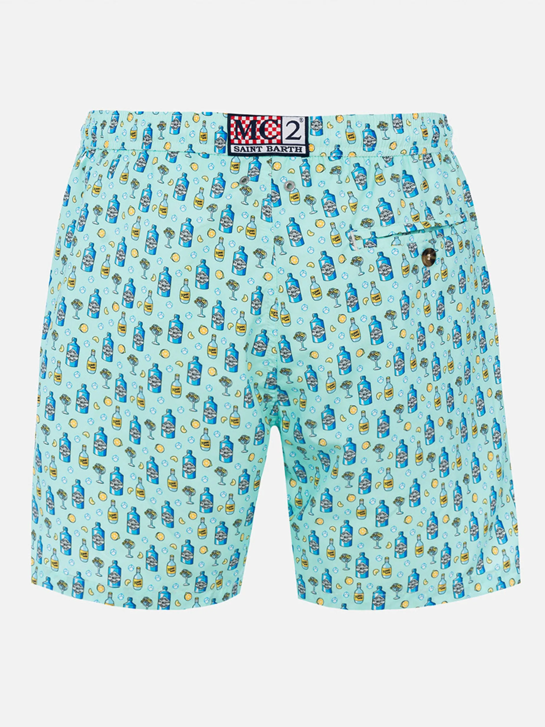 Herren-Badeshorts aus leichtem Stoff Lighting Micro Fantasy mit Gin-Tonic-Aufdruck