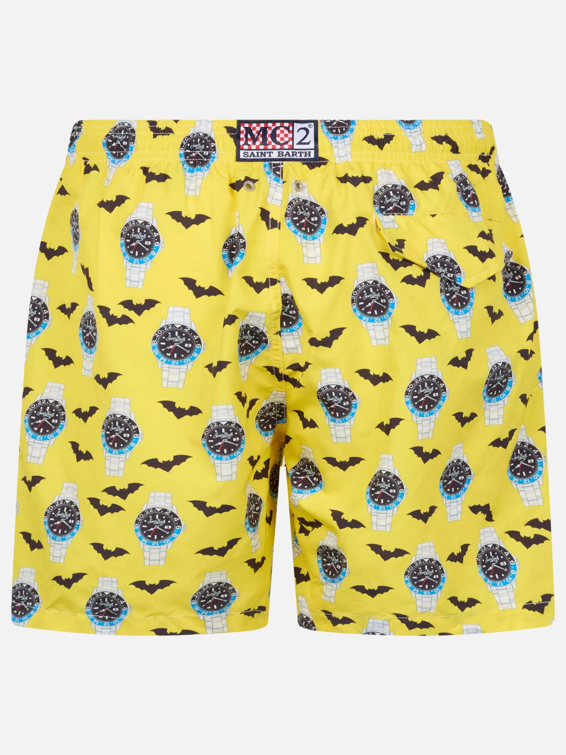 Herren-Badeshorts aus leichtem Stoff Lighting mit Uhrenaufdruck