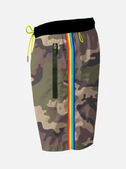 Herren-Badeshorts aus leichtem Stoff mit Reißverschlusstaschen