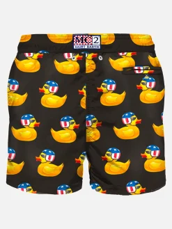 Herren-Badeshorts aus leichtem Stoff, Biker-Design, Ducky