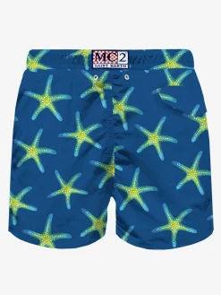Herren-Badeshorts aus leichtem Stoff mit Marine-Print