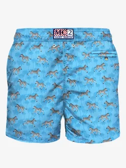 Herren-Badeshorts aus leichtem Stoff mit Zebramuster