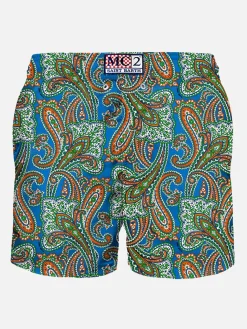 Herren-Badeshorts aus leichtem Stoff mit Paisley-Print
