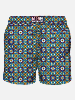 Herren-Badeshorts aus leichtem Stoff mit Muster
