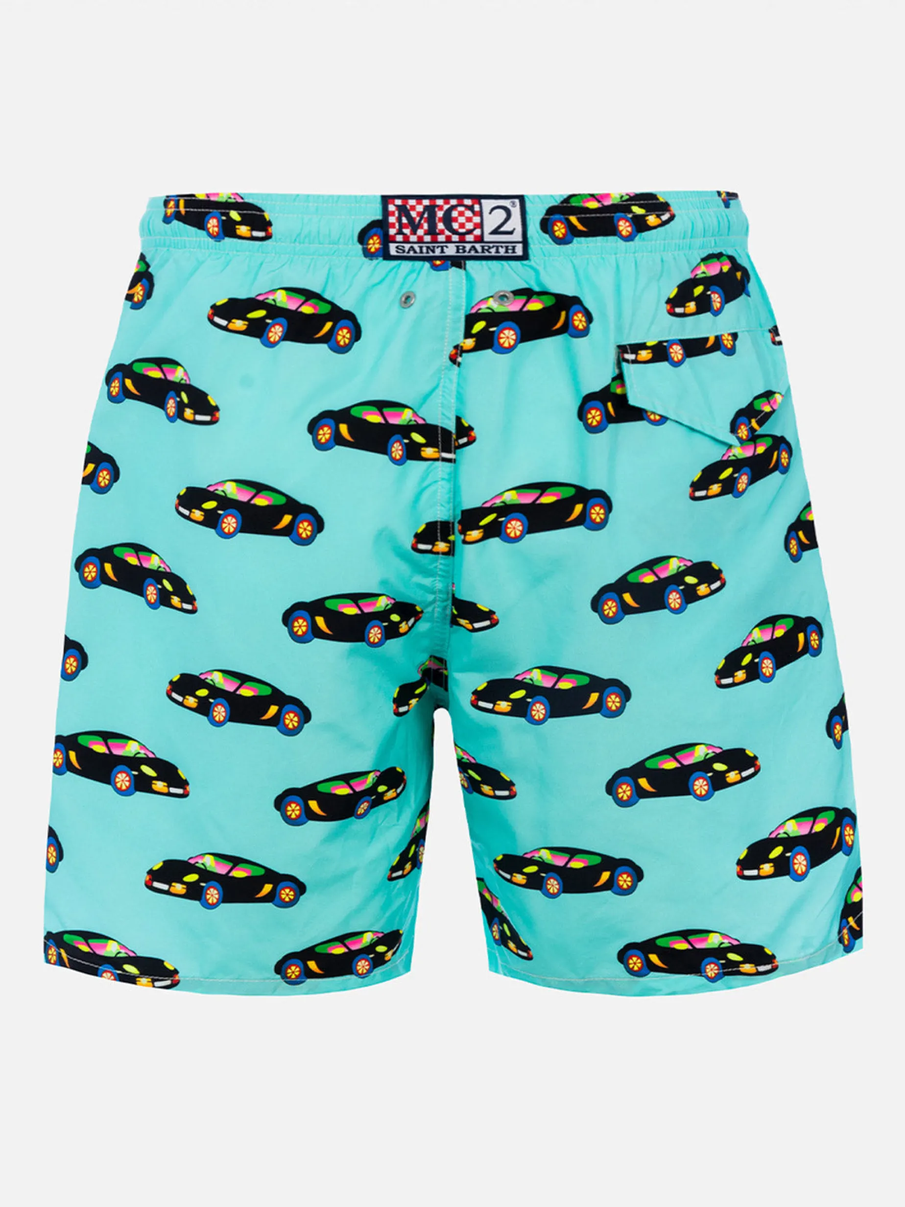 Herren-Badeshorts aus leichtem Stoff Lighting mit Lodola-Autoaufdruck | MARCO LODOLA SPECIAL EDITION